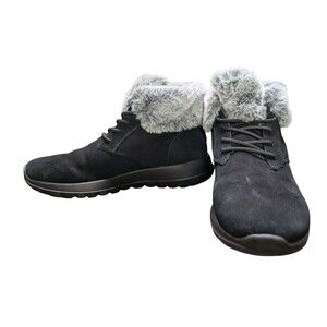 Skechers On The Go Joy Plush Dreams Black Walking Boots Women Size 7 Suede